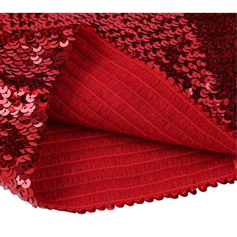 Fenyong Womens Sparkly Sequin Mermaid Crop Tops, Strapless Metallic Tube Tops for Party Clubwear(Red) - Image 2